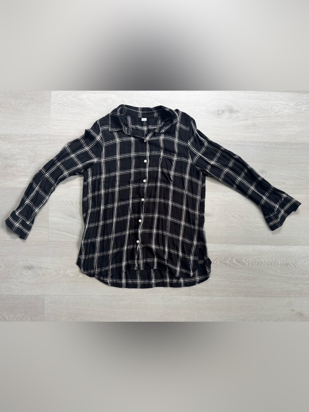 Women’s Black Plaid Button-Up Shirt